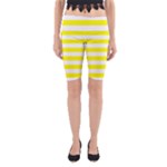Horizontal Stripes - White and Yellow Yoga Cropped Leggings