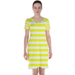 Horizontal Stripes - White and Yellow Short Sleeve Nightdress