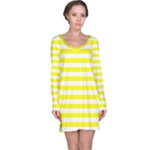 Horizontal Stripes - White and Yellow Long Sleeve Nightdress