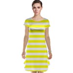 Horizontal Stripes - White and Yellow Cap Sleeve Nightdress