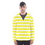 Horizontal Stripes - White and Yellow Hooded Wind Breaker (Men)