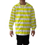 Horizontal Stripes - White and Yellow Hooded Wind Breaker (Kids)