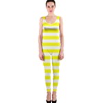 Horizontal Stripes - White and Yellow OnePiece Catsuit