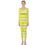 Horizontal Stripes - White and Yellow Long Sleeve Catsuit