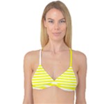 Horizontal Stripes - White and Yellow Reversible Tri Bikini Top