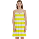 Horizontal Stripes - White and Yellow Women s Reversible Sports Bra with Border