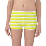 Horizontal Stripes - White and Yellow Boyleg Bikini Bottoms