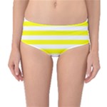 Horizontal Stripes - White and Yellow Mid-Waist Bikini Bottoms