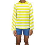 Horizontal Stripes - White and Yellow Kid s Long Sleeve Swimwear