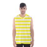 Horizontal Stripes - White and Yellow Men s Basketball Tank Top