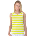 Horizontal Stripes - White and Yellow Women s Basketball Tank Top