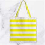 Horizontal Stripes - White and Yellow Zipper Grocery Tote Bag