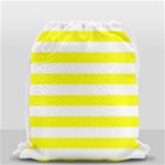 Horizontal Stripes - White and Yellow Drawstring Bag (Small)