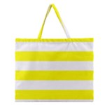 Horizontal Stripes - White and Yellow Zipper Large Tote Bag