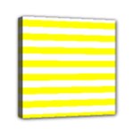 Horizontal Stripes - White and Yellow Mini Canvas 6  x 6  (Stretched)