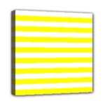 Horizontal Stripes - White and Yellow Mini Canvas 8  x 8  (Stretched)
