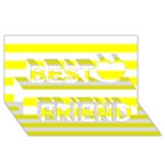 Horizontal Stripes - White and Yellow Best Friends 3D Greeting Card (8x4)