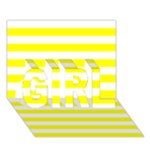 Horizontal Stripes - White and Yellow GIRL 3D Greeting Card (7x5)