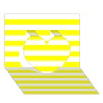 Horizontal Stripes - White and Yellow Heart 3D Greeting Card (7x5)