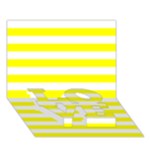 Horizontal Stripes - White and Yellow LOVE Bottom 3D Greeting Card (7x5)