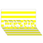 Horizontal Stripes - White and Yellow BEST SIS 3D Greeting Card (8x4)