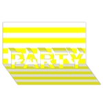 Horizontal Stripes - White and Yellow PARTY 3D Greeting Card (8x4)
