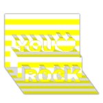 Horizontal Stripes - White and Yellow You Rock 3D Greeting Card (7x5)