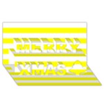 Horizontal Stripes - White and Yellow Merry Xmas 3D Greeting Card (8x4)