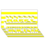 Horizontal Stripes - White and Yellow Happy New Year 3D Greeting Card (8x4)