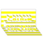 Horizontal Stripes - White and Yellow Laugh Live Love 3D Greeting Card (8x4)