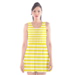 Horizontal Stripes - White and Canary Yellow Scoop Neck Skater Dress
