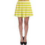 Horizontal Stripes - White and Canary Yellow Skater Skirt