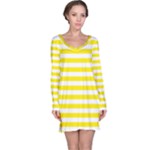 Horizontal Stripes - White and Canary Yellow Long Sleeve Nightdress