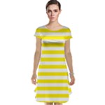 Horizontal Stripes - White and Canary Yellow Cap Sleeve Nightdress