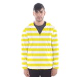 Horizontal Stripes - White and Canary Yellow Hooded Wind Breaker (Men)