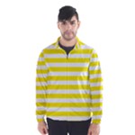 Horizontal Stripes - White and Canary Yellow Wind Breaker (Men)