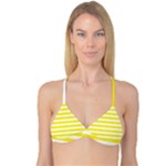 Horizontal Stripes - White and Canary Yellow Reversible Tri Bikini Top