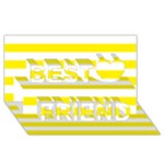 Horizontal Stripes - White and Canary Yellow Best Friends 3D Greeting Card (8x4)