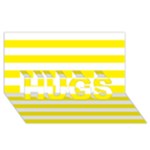 Horizontal Stripes - White and Canary Yellow HUGS 3D Greeting Card (8x4)