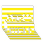 Horizontal Stripes - White and Canary Yellow Get Well 3D Greeting Card (7x5)