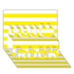 Horizontal Stripes - White and Canary Yellow You Rock 3D Greeting Card (7x5)