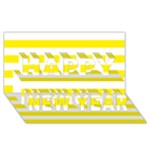 Horizontal Stripes - White and Canary Yellow Happy New Year 3D Greeting Card (8x4)
