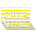 Horizontal Stripes - White and Canary Yellow Laugh Live Love 3D Greeting Card (8x4)