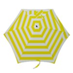 Horizontal Stripes - White and Canary Yellow Mini Umbrella