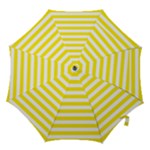Horizontal Stripes - White and Canary Yellow Hook Handle Umbrella (Medium)