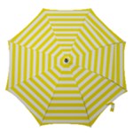 Horizontal Stripes - White and Canary Yellow Hook Handle Umbrella (Large)