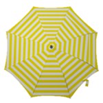 Horizontal Stripes - White and Canary Yellow Hook Handle Umbrella (Small)