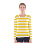 Horizontal Stripes - White and Gold Yellow Women s Long Sleeve T-shirt