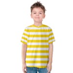 Horizontal Stripes - White and Gold Yellow Kid s Cotton Tee