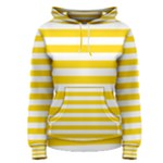 Horizontal Stripes - White and Gold Yellow Women s Pullover Hoodie